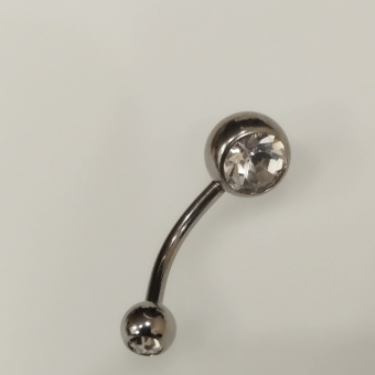 Бананы 1,6*12*5/8 мм с двумя прозрачными стразами из хир. стали 316L