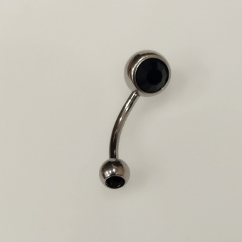 Бананы 1,6*12*5/8 мм с двумя черными стразами из хир. стали 316L