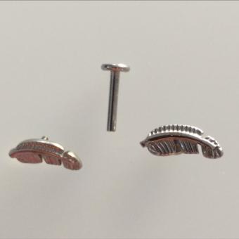 Лабретты для пирсинга 1.2*6 мм из хир. стали 316L с внутренней резьбой «пёрышко»