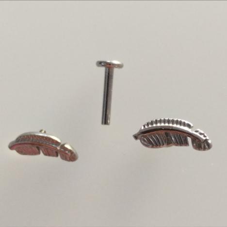 Лабретты для пирсинга 1.2*6 мм из хир. стали 316L с внутренней резьбой «пёрышко»